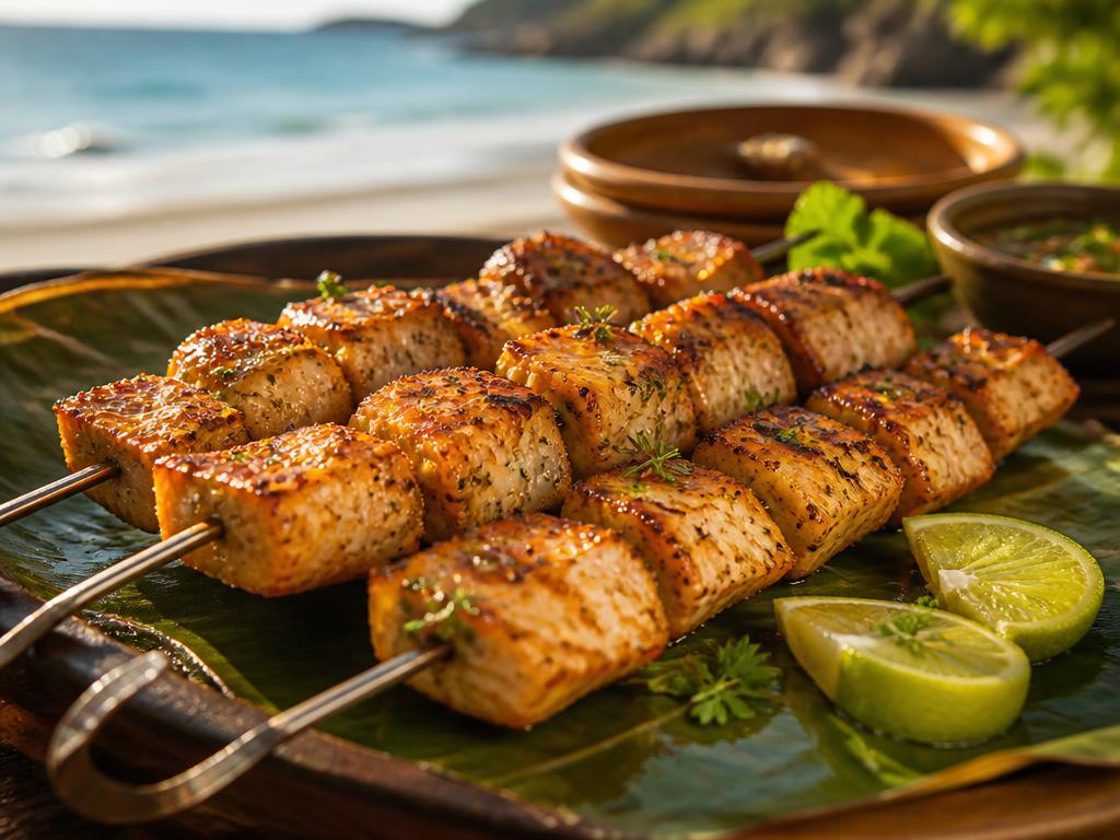 Brochettes de poisson grillé