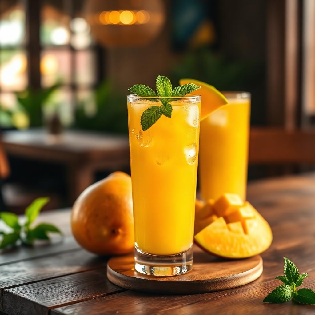 Jus de mangue à la menthe